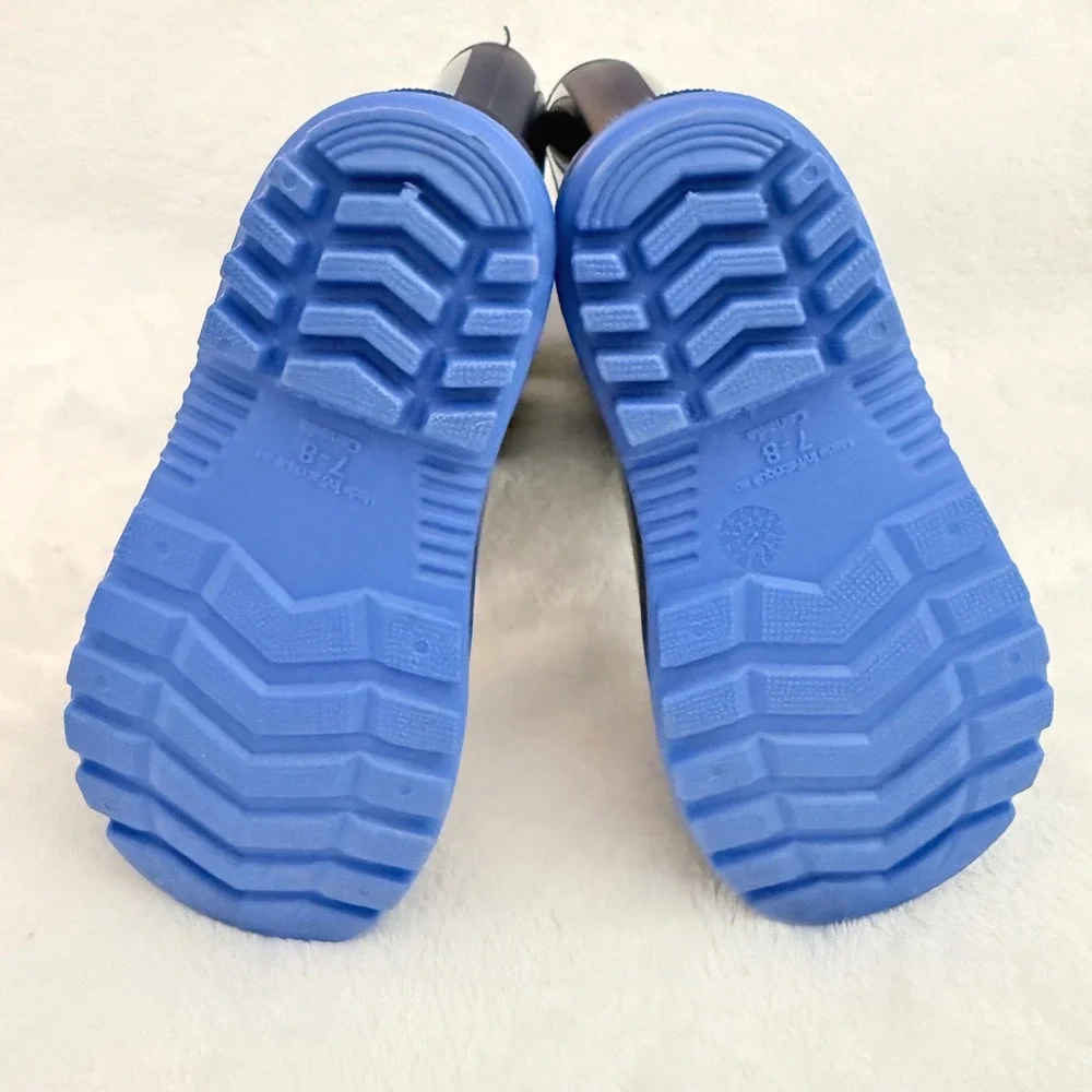 Navy Blue‎ Kids Rubber Rain Boots Made in Canada Size 7-8 Waterproof Lug Sole